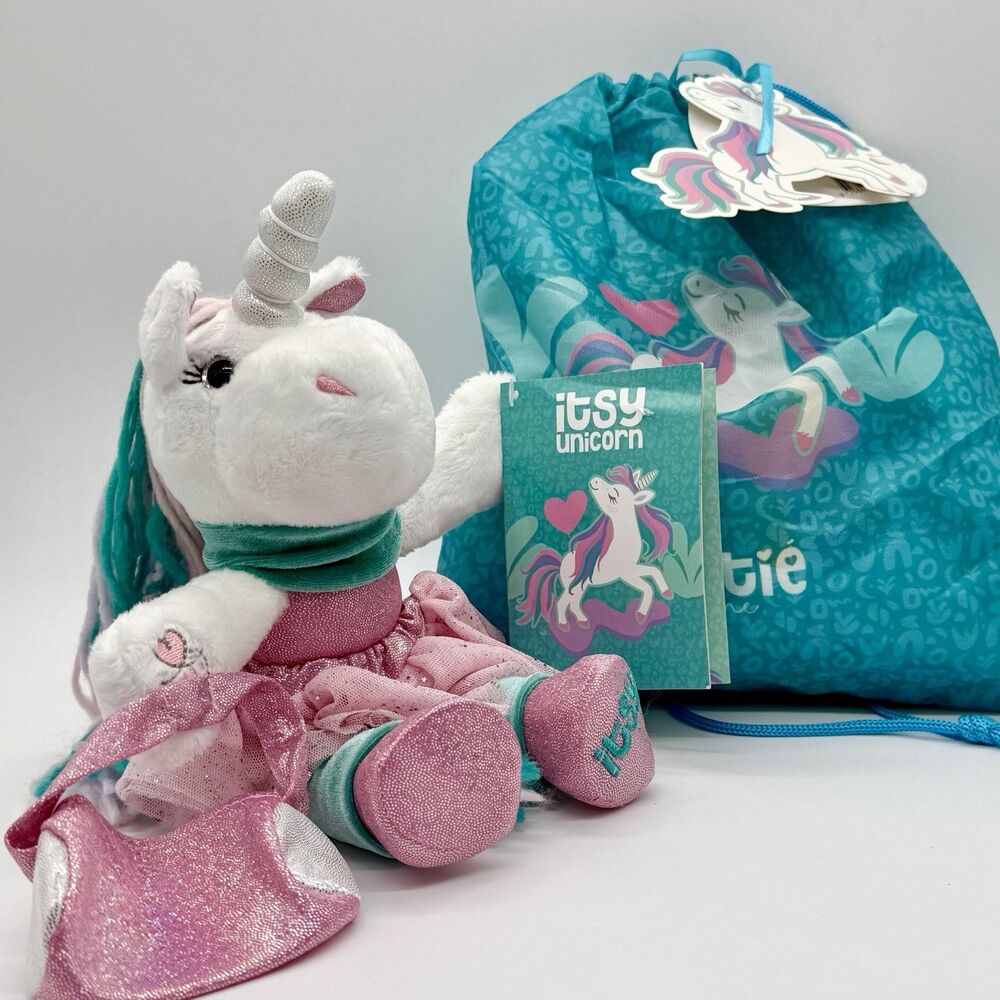 AMITIE LANE Itsy Ballerina Unicorn Poseable Stuffed Animal in Tutu w/Bag Toy NWT